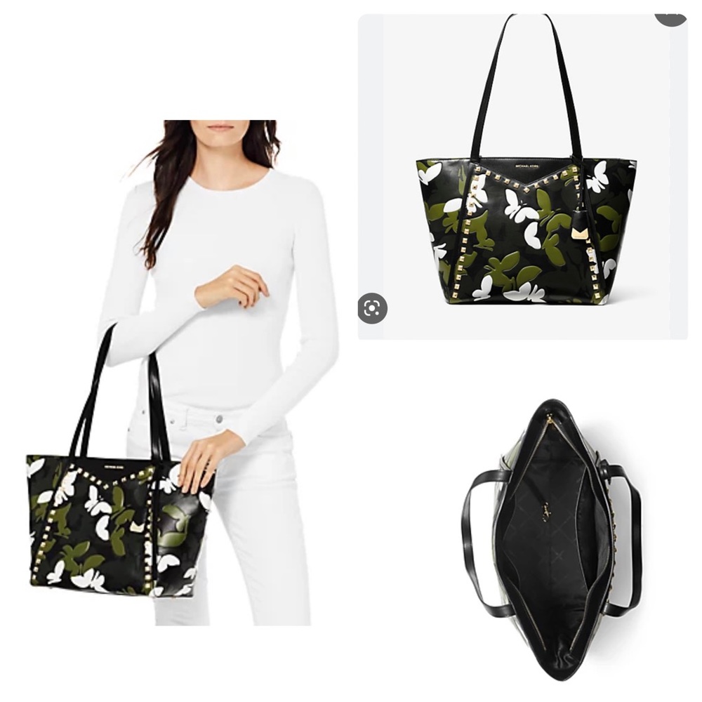 Michael Kors Whitney Camo Butterfly Tote (Black/Multicolor) EUC! Carried Once!